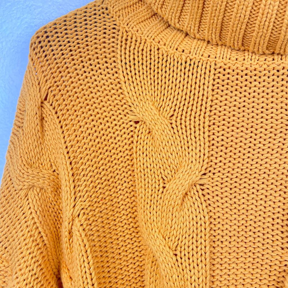 Womens Sweater Sz M Cable Knit Chunky Thick Cozy Balloon Sleeves Oversized Cabin - Picture 6 of 7